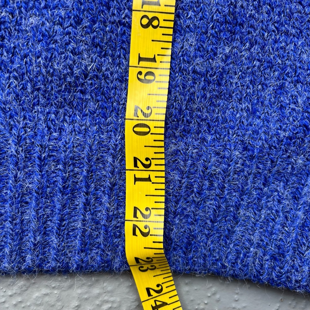 Cozy Knit Sweater Mock Neck Pullover Colorful Letters Blue Casual - Picture 3 of 5
